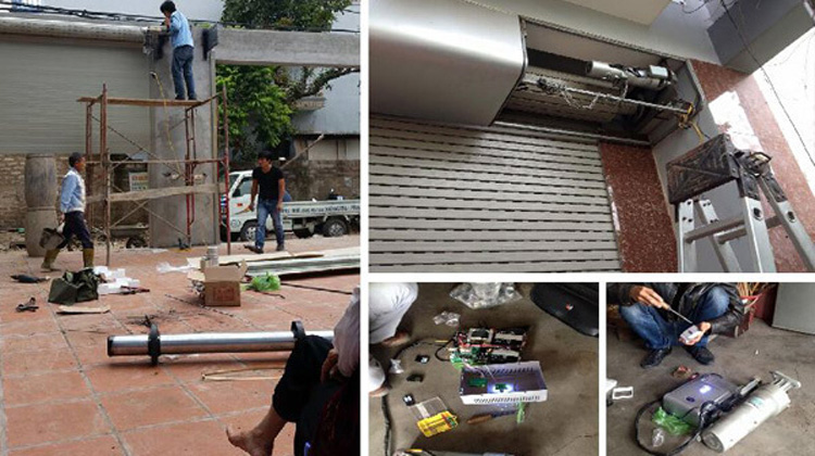 Quá trình kiểm tra, sửa chữa cửa cuốn ở quận Hoàng Mai